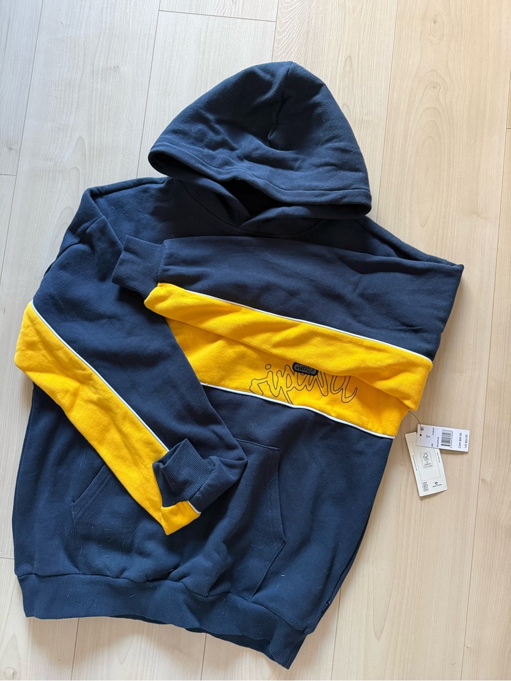Rip Curl Navy Hoodie with Yellow Chest Stripe
